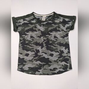 Lucky Brand Women's Camo Short Sleeve Shirt Green Top Casual Size Small